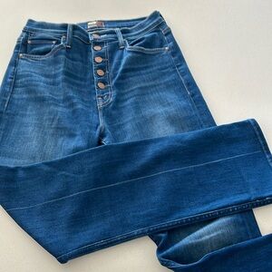 MOTHER jeans with button closure. PIXIE RIDER ANKLE.